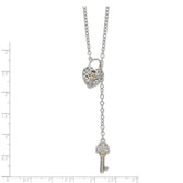 Shey Couture Sterling Silver Rhodium-plated with 14K Accent 18 Inch Diamond Heart Lock and Key Necklace